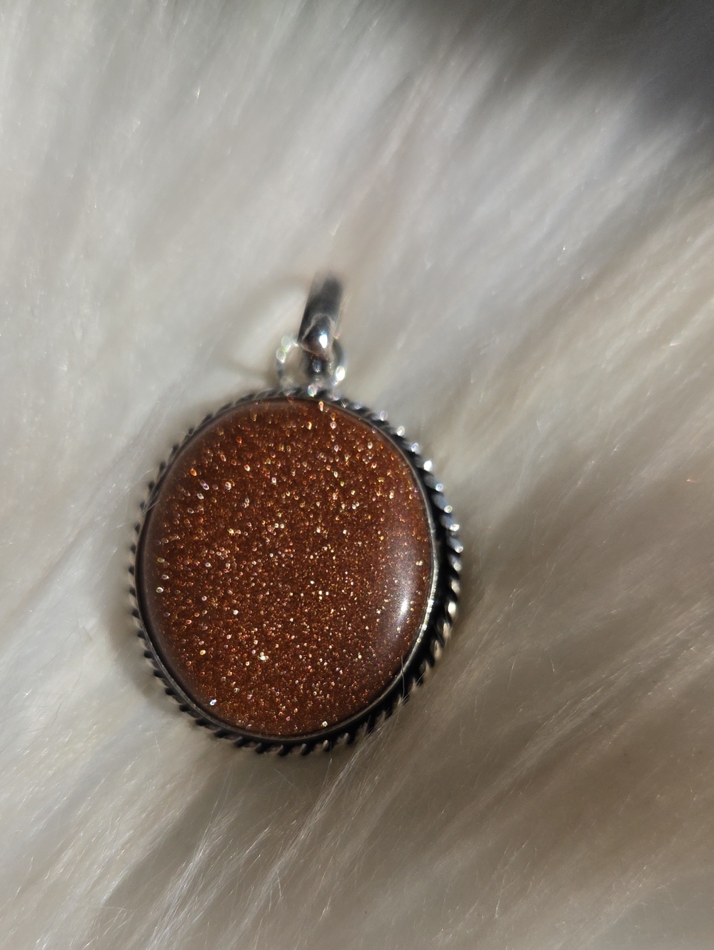 Goldstone Silver Plated 925 Gemstone Necklace Pendant